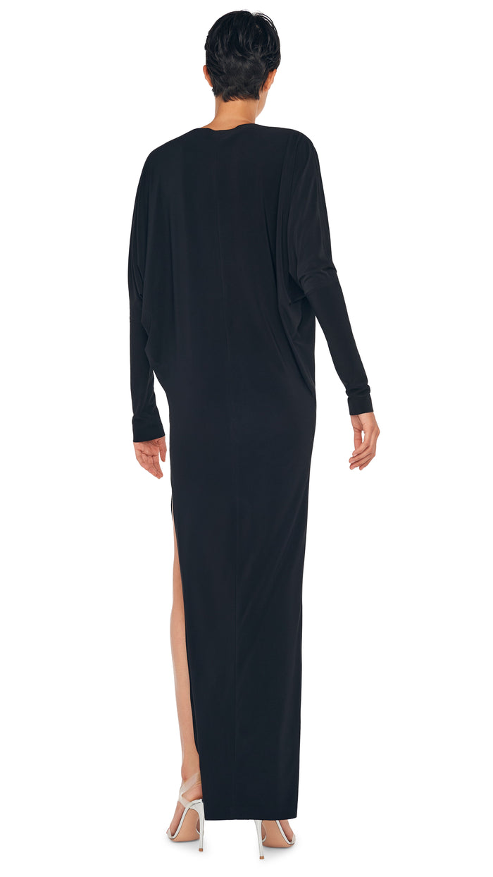Norma Kamali DOLMAN WRAP GOWN W/ SIDE SLIT
