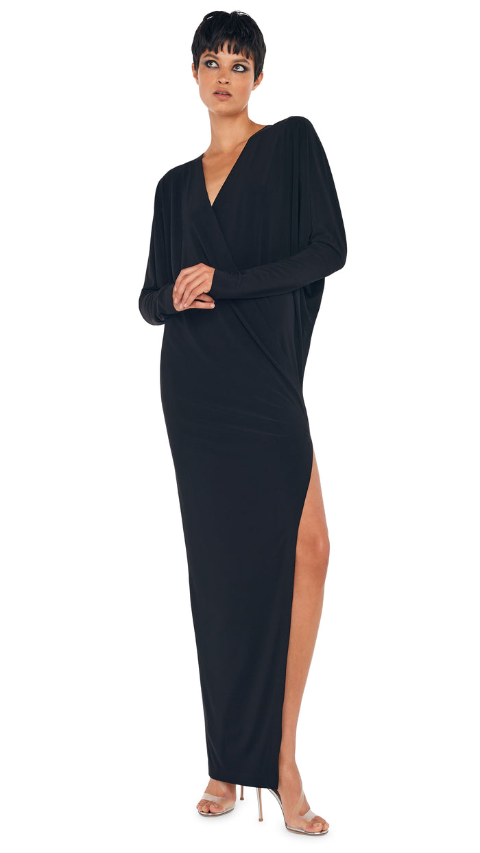 norma kamali DOLMAN WRAP GOWN W/ SIDE SLIT