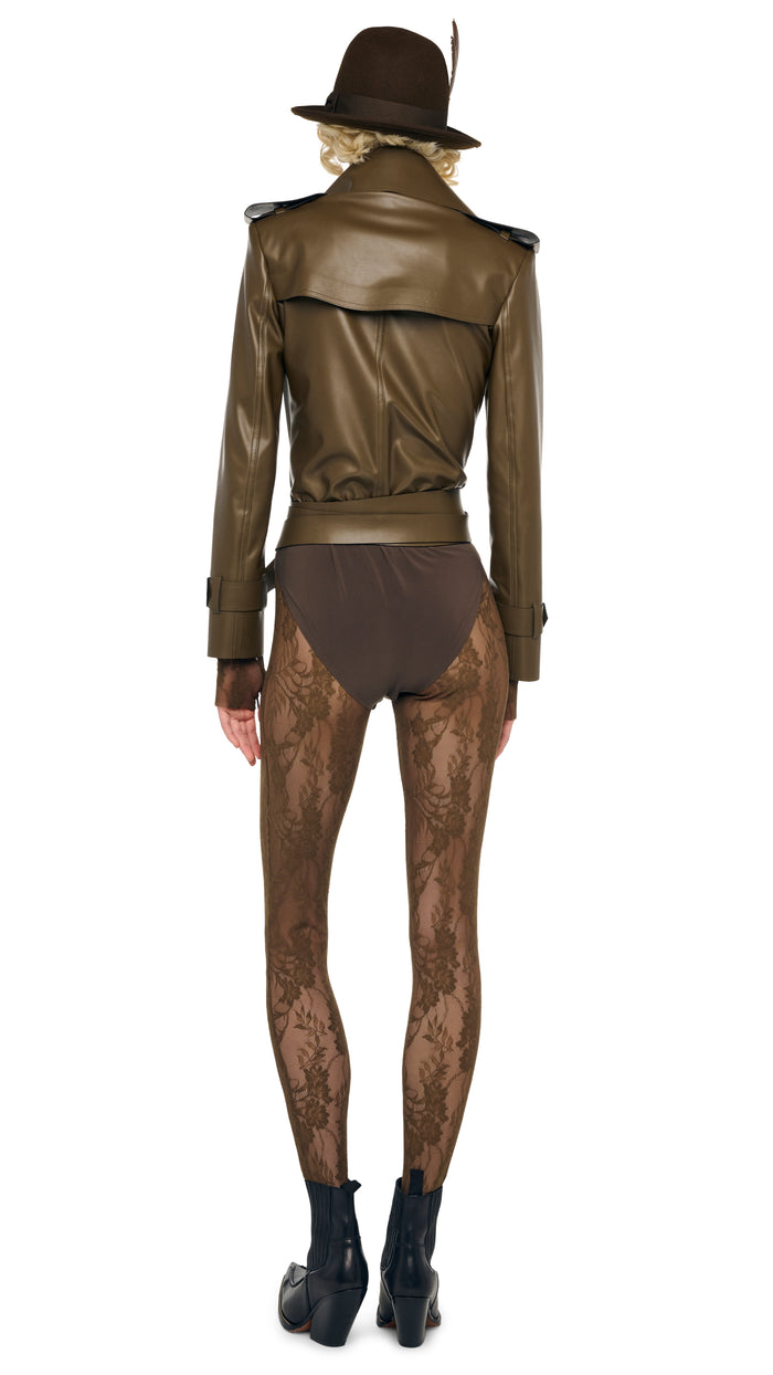 Norma Kamali DOUBLE BREASTED TRENCH BODYSUIT