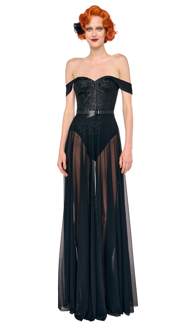 norma kamali DOUBLE DROP SHOULDER GOWN