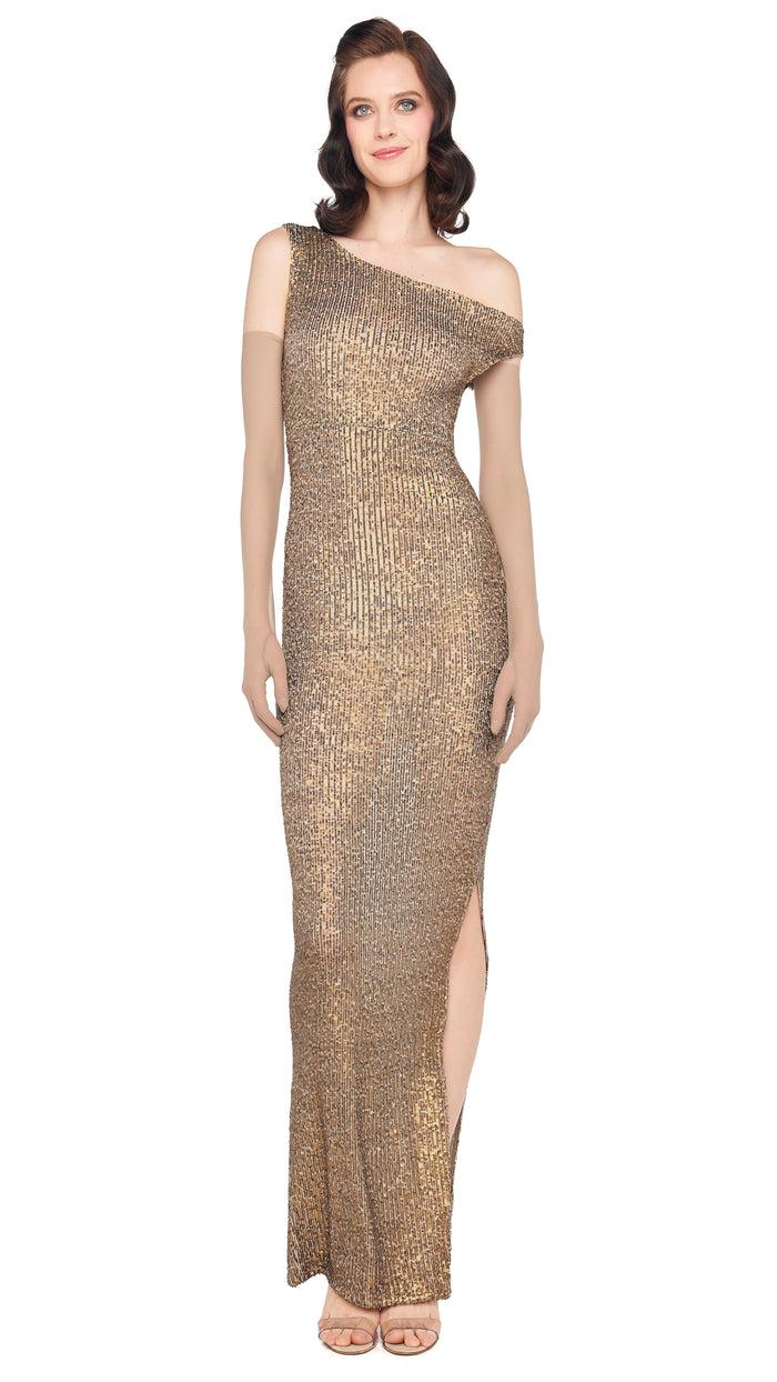 norma kamali DROP SHOULDER GOWN W/ SIDE SLIT