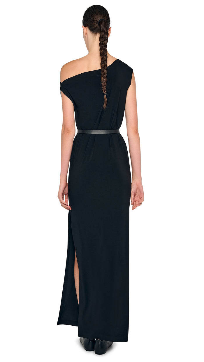 Norma Kamali DROP SHOULDER LONG DRESS W/ SIDE SLIT
