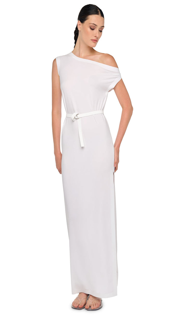 norma kamali DROP SHOULDER LONG DRESS W/ SIDE SLIT