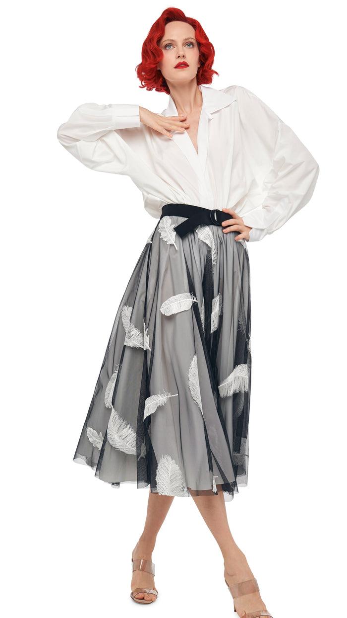 Norma Kamali FLARED SKIRT TO MIDCALF