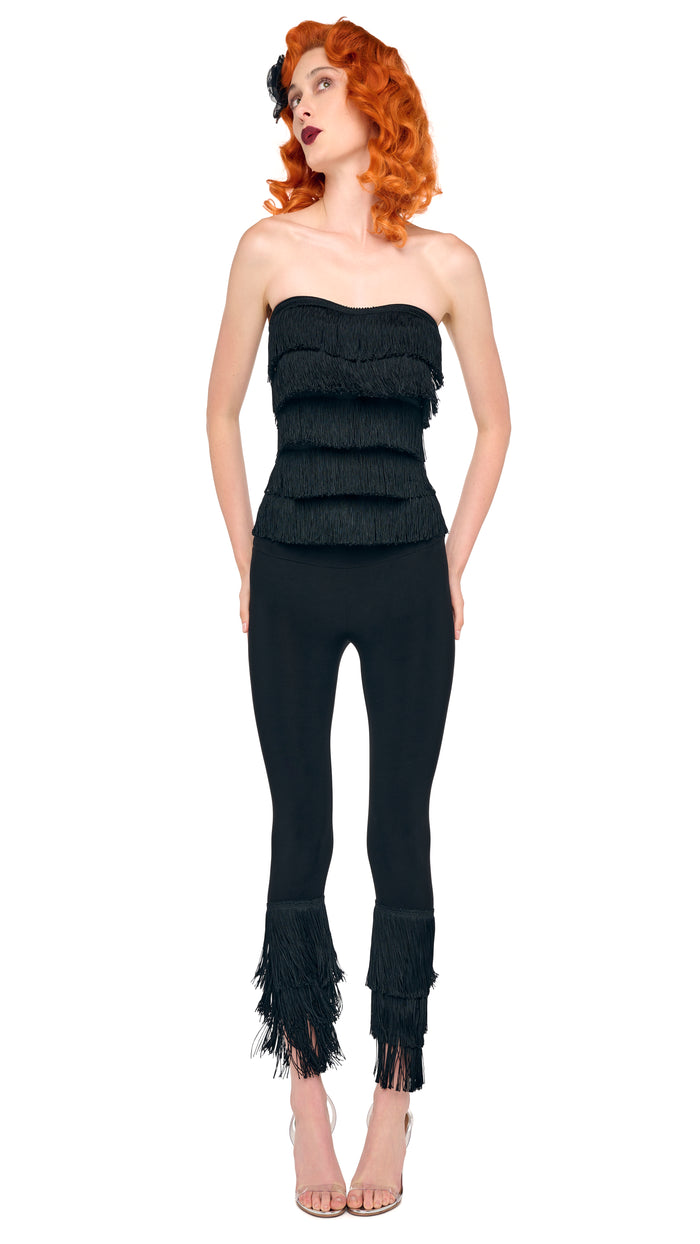 Norma Kamali FRINGE HEM CROPPED LEGGING