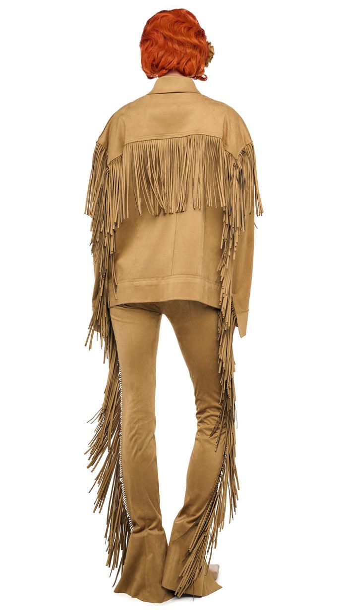 Norma Kamali FRINGE OVERSIZED JEAN JACKET