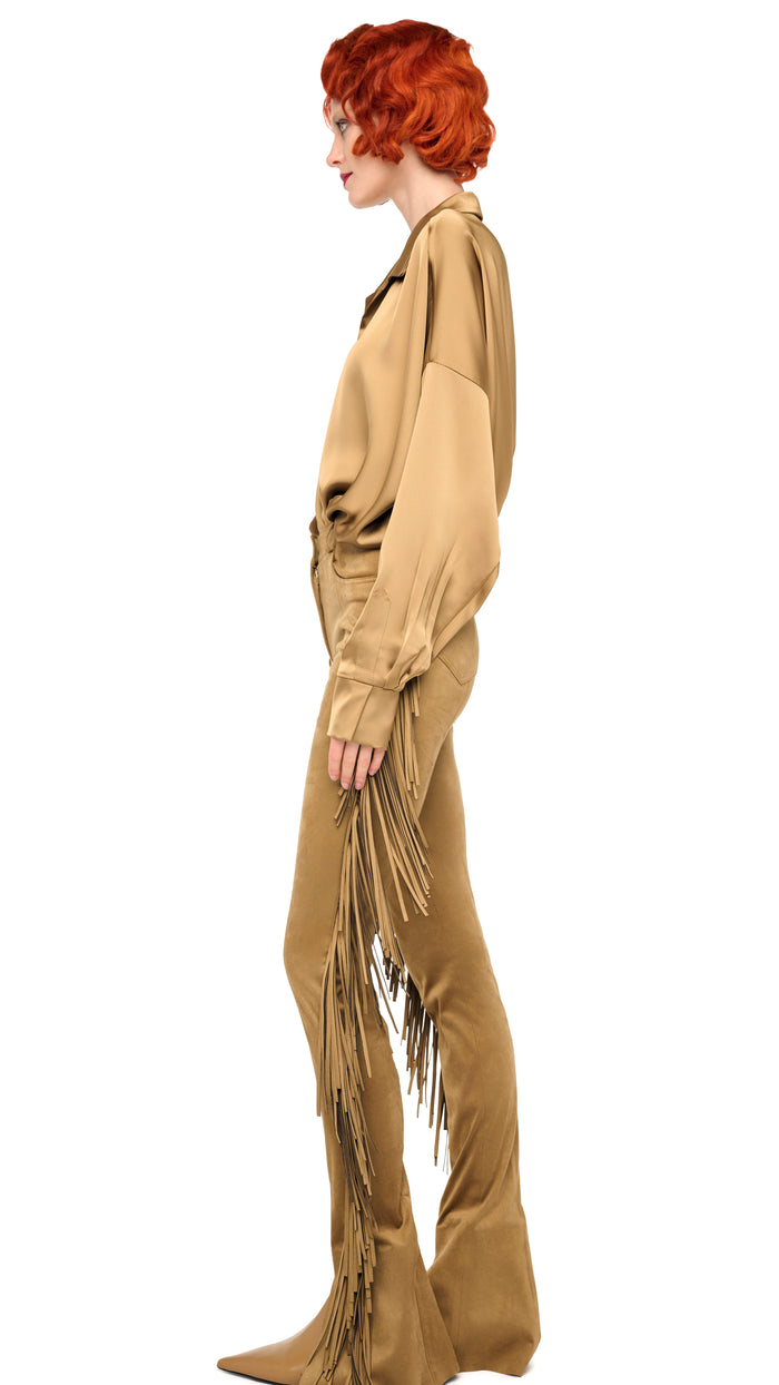 Norma Kamali FRINGE SPAT JEANS