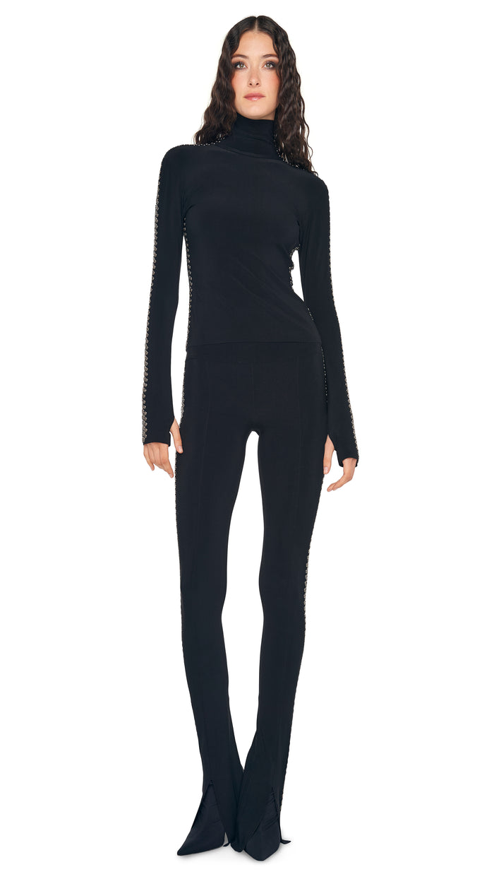 Norma Kamali GUNMETAL STUD SPAT LEGGING