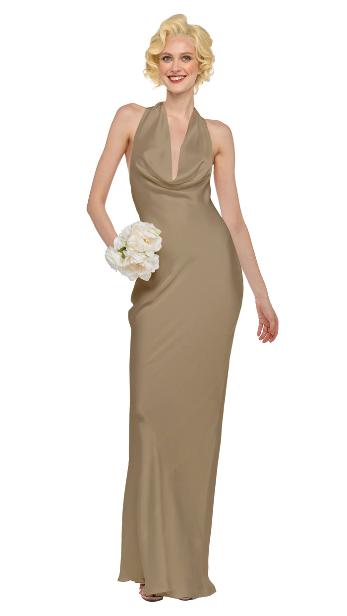 norma kamali HALTER DRAPE BIAS GOWN
