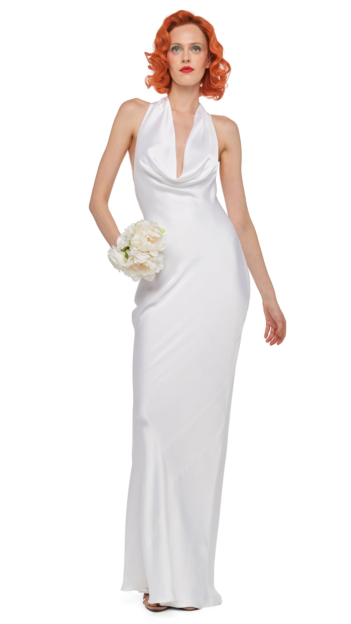norma kamali HALTER DRAPE BIAS GOWN