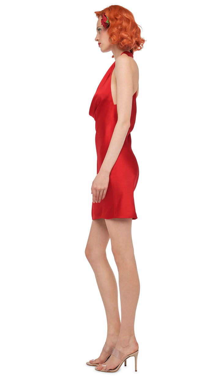 Norma Kamali HALTER DRAPE MINI DRESS