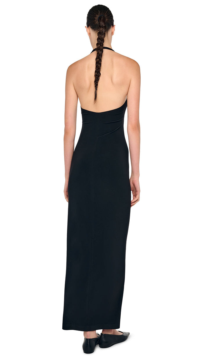 Norma Kamali HALTER LONG DRESS W/ SIDE SLIT