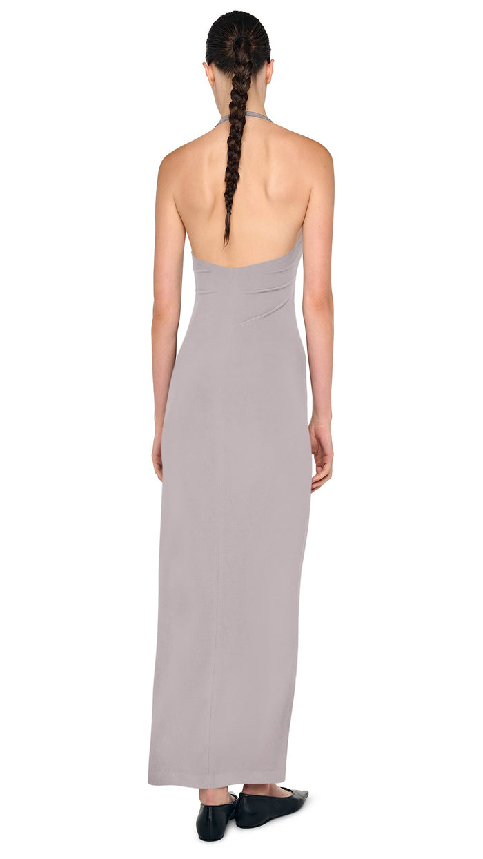 Norma Kamali HALTER LONG DRESS W/ SIDE SLIT