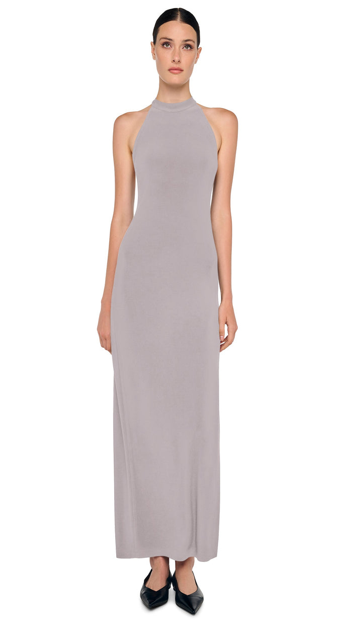 norma kamali HALTER LONG DRESS W/ SIDE SLIT