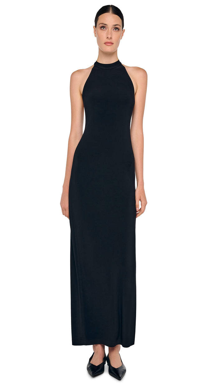 norma kamali HALTER LONG DRESS W/ SIDE SLIT