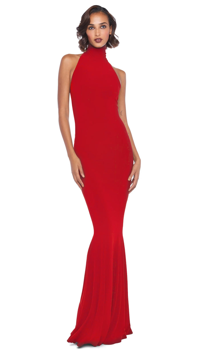 norma kamali HALTER TURTLE FISHTAIL GOWN