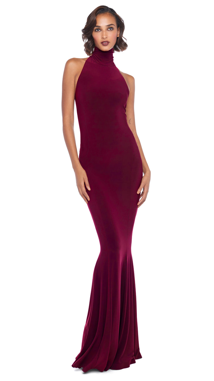 norma kamali HALTER TURTLE FISHTAIL GOWN