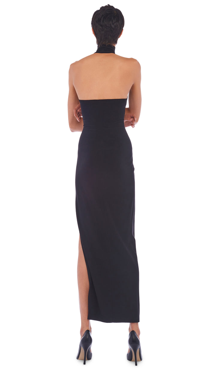 Norma Kamali HALTER TURTLE SIDE SLIT GOWN
