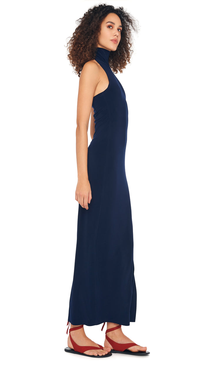 Norma Kamali HALTER TURTLE SIDE SLIT GOWN