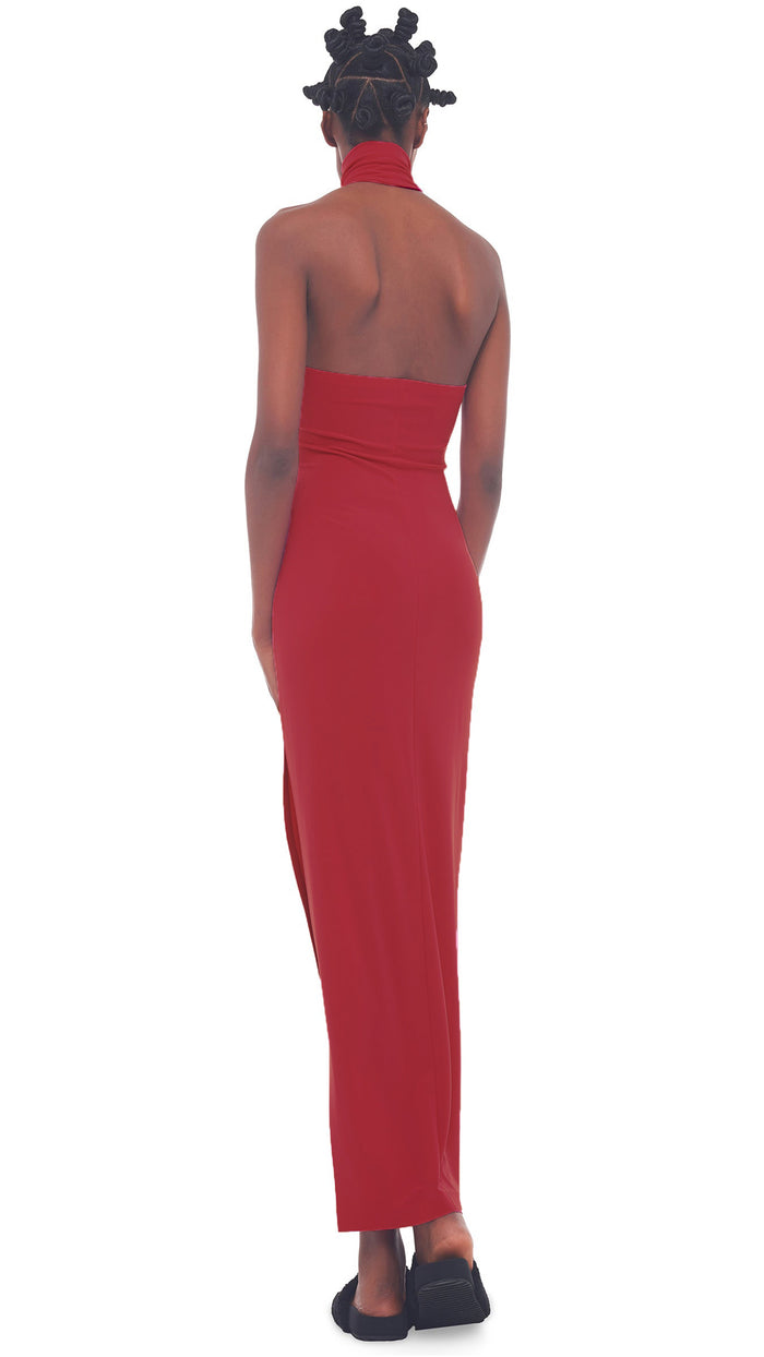 Norma Kamali HALTER TURTLE SIDE SLIT GOWN