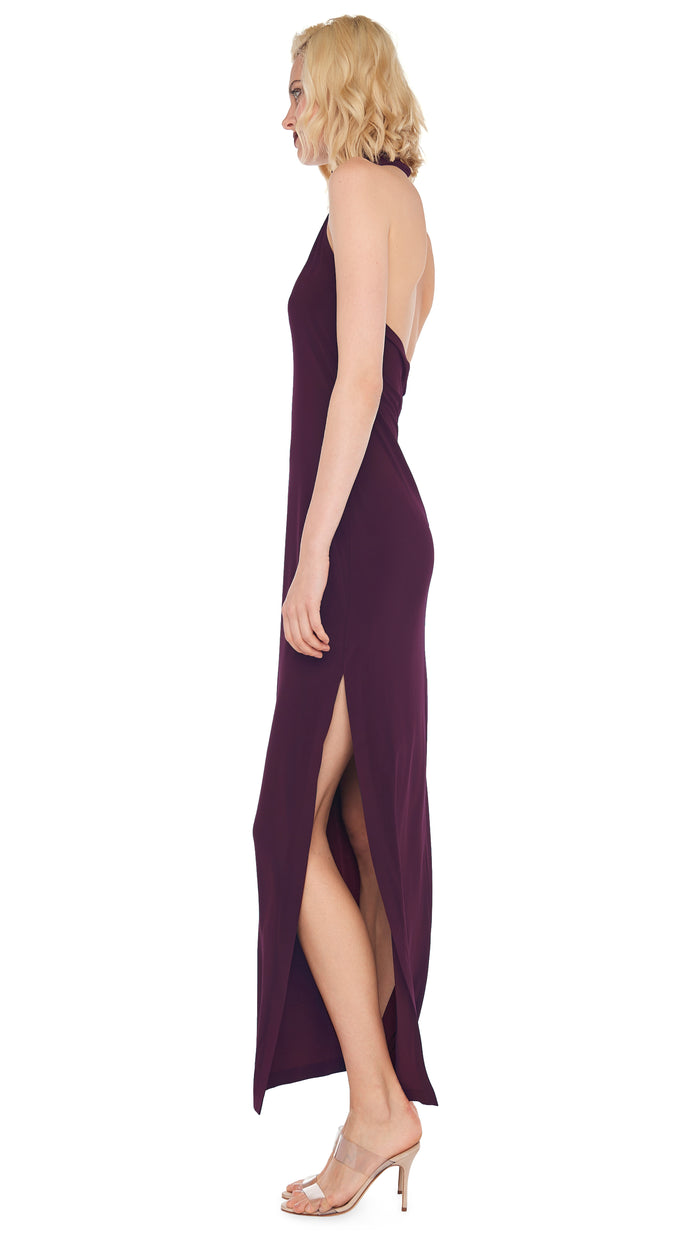Norma Kamali HALTER TURTLE SIDE SLIT GOWN