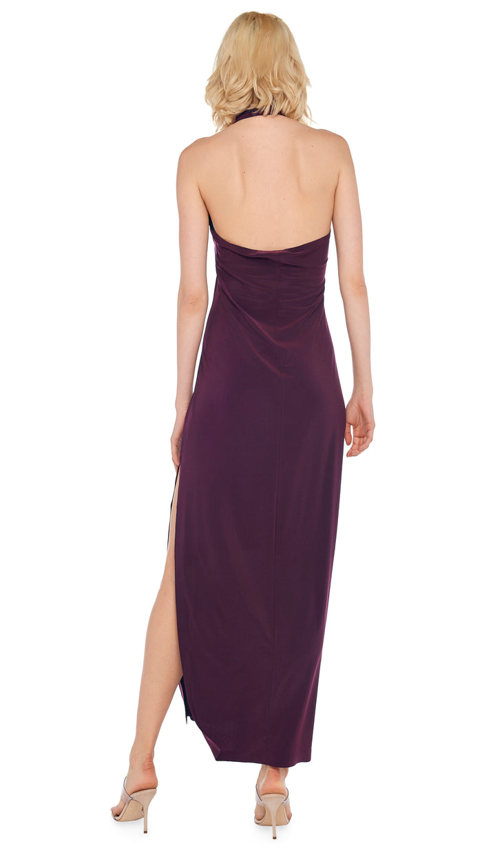 Norma Kamali HALTER TURTLE SIDE SLIT GOWN