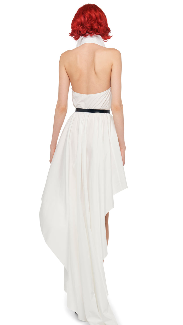 Norma Kamali HI LOW NK HALTER FLARED DRESS