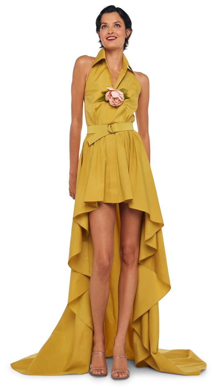 Norma Kamali HI LOW NK HALTER FLARED GOWN