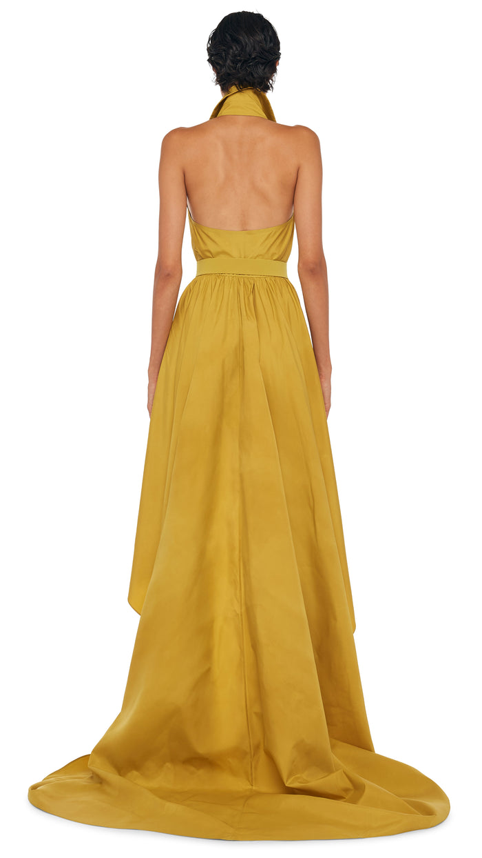 Norma Kamali HI LOW NK HALTER FLARED GOWN