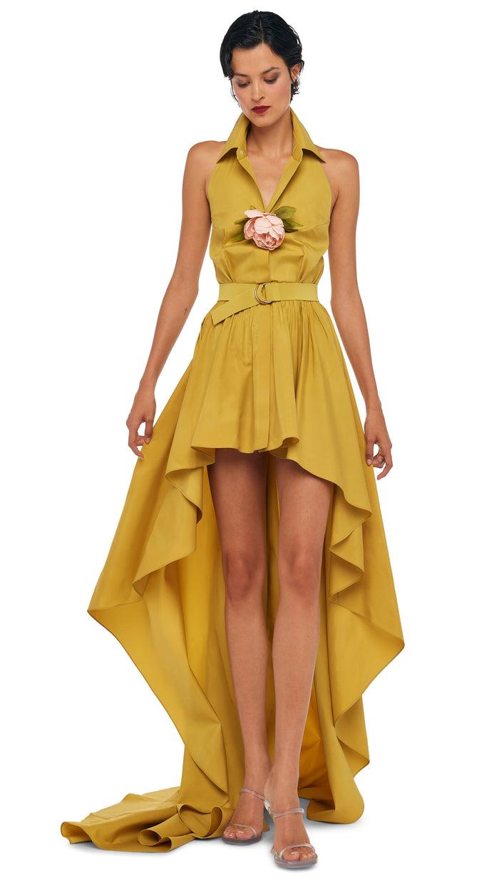 norma kamali HI LOW NK HALTER FLARED GOWN