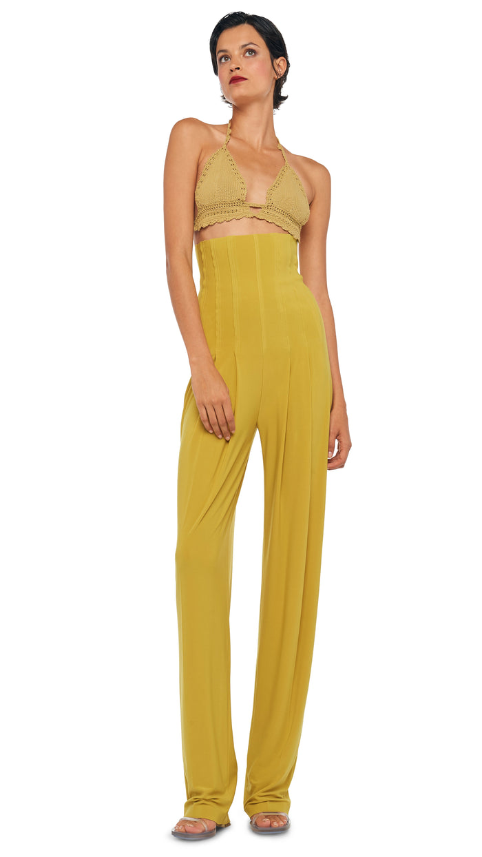 Norma Kamali HIGH WAIST TAILORED PLEAT PANT