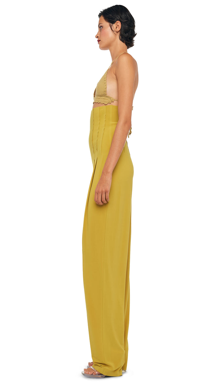 Norma Kamali HIGH WAIST TAILORED PLEAT PANT