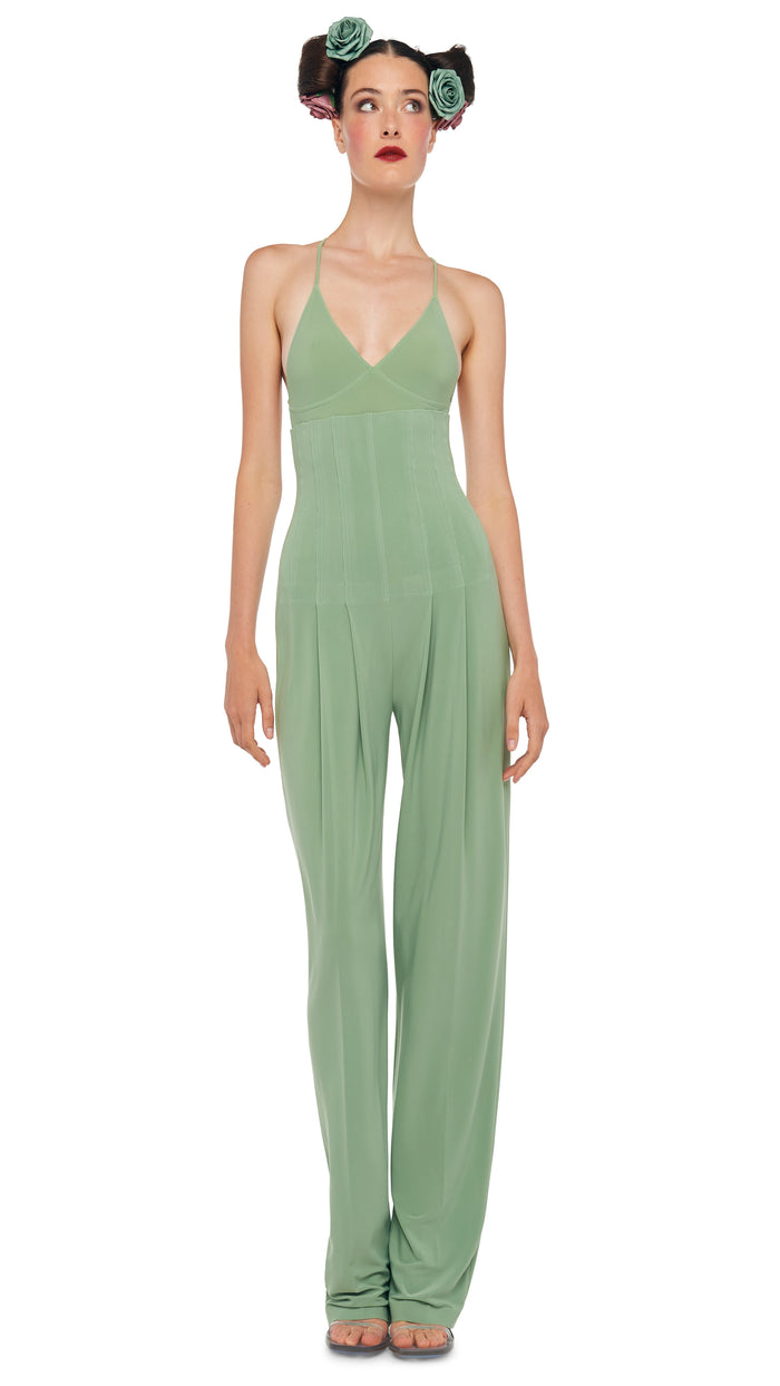 Norma Kamali HIGH WAIST TAILORED PLEAT PANT