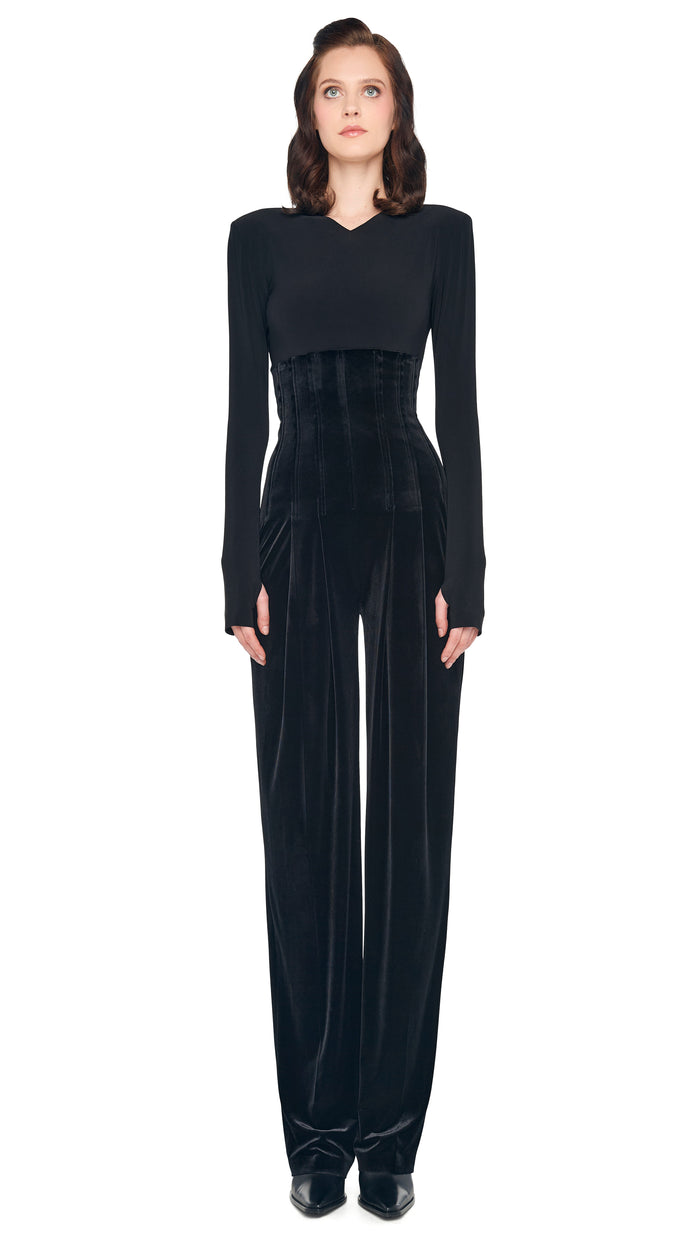 Norma Kamali HIGH WAIST TAILORED PLEAT PANT