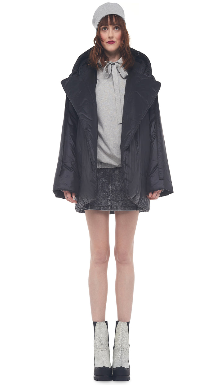 norma kamali HOODED SLEEPING BAG CAR COAT