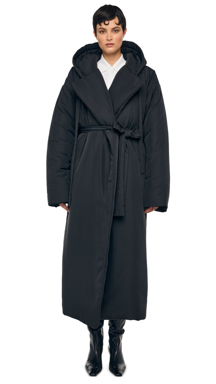 norma kamali HOODED SLEEPING BAG COAT LONG