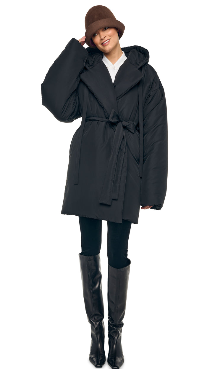 Norma Kamali HOODED SLEEPING BAG COAT TO KNEE