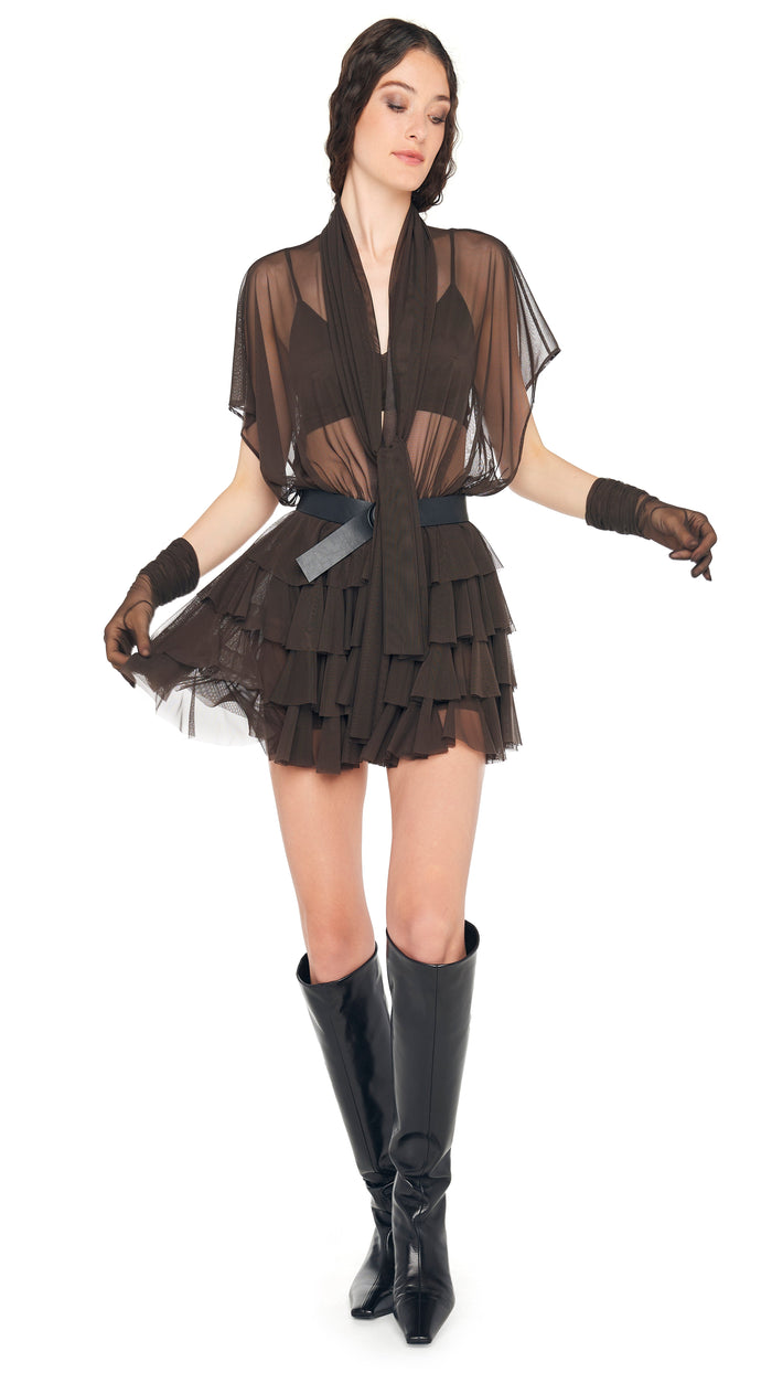 norma kamali LAUREN MINI DRESS W/BOW