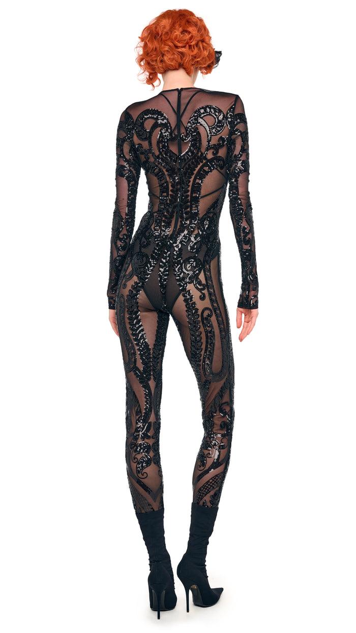 Norma Kamali LONG SLEEVE CREW NECK CATSUIT