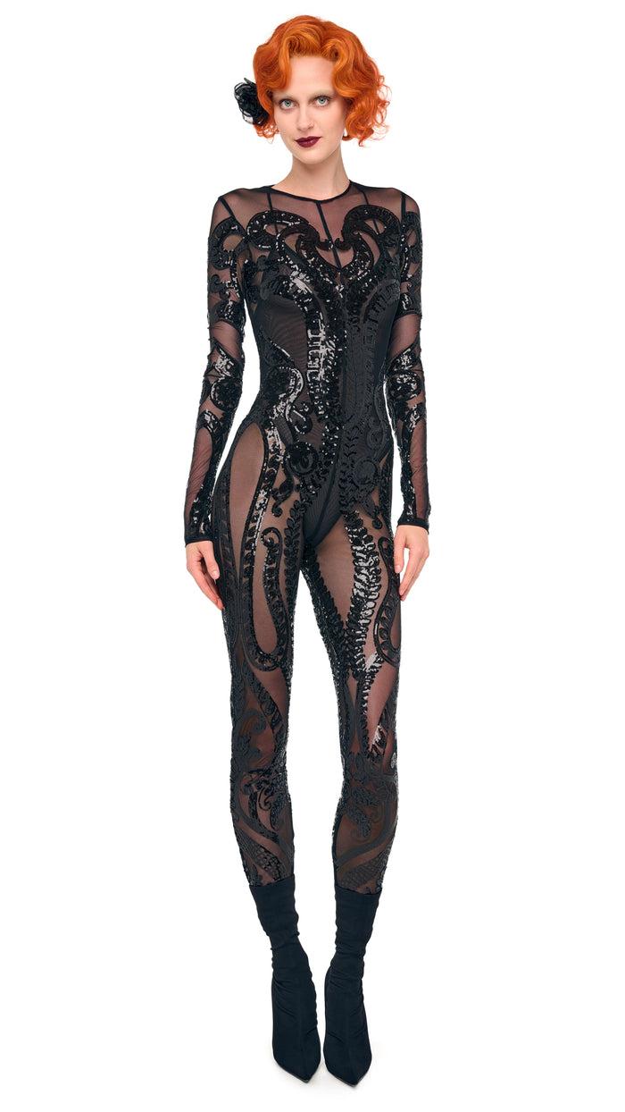 norma kamali LONG SLEEVE CREW NECK CATSUIT