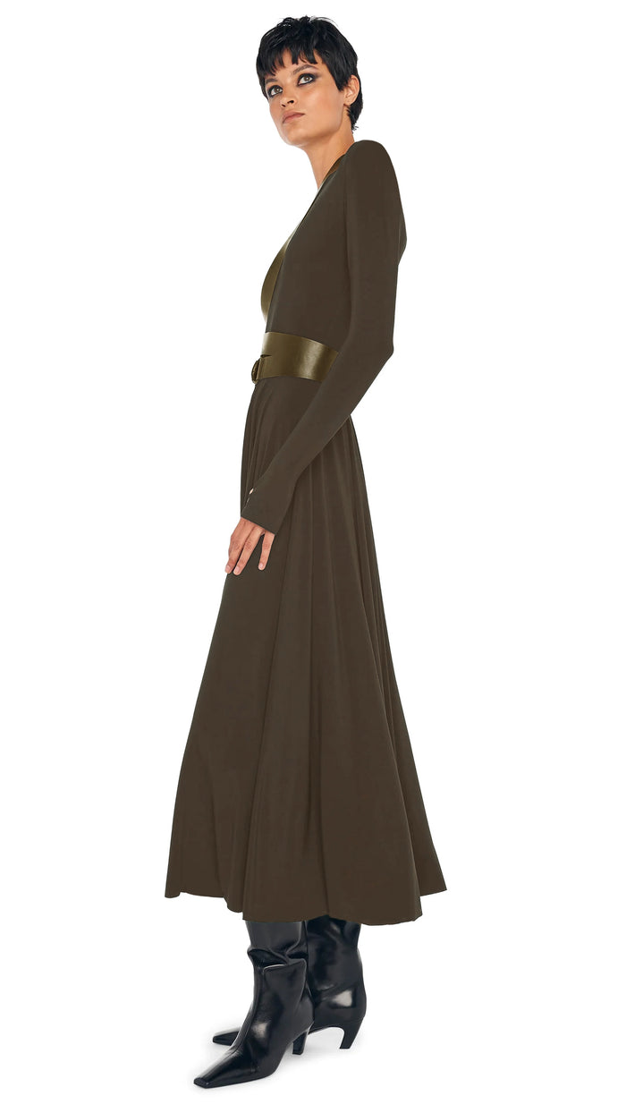 Norma Kamali LONG SLEEVE FLARED DRESS