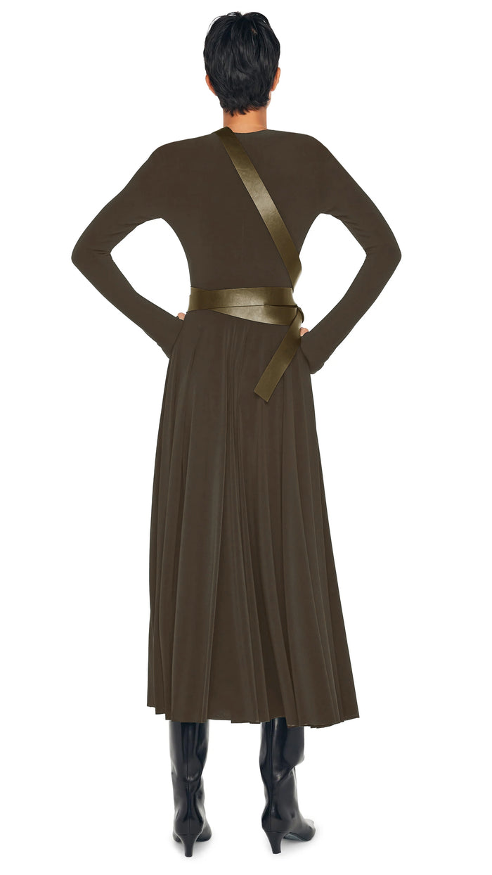 Norma Kamali LONG SLEEVE FLARED DRESS