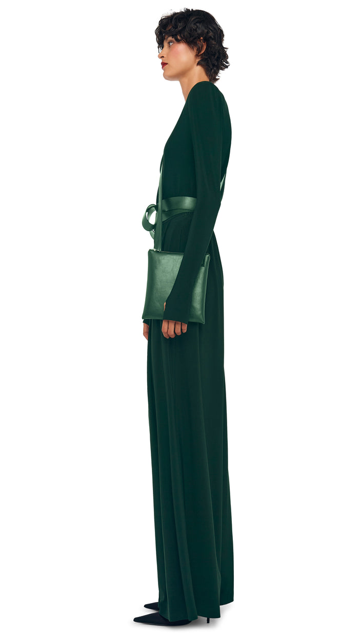 Norma Kamali LONG SLEEVE SHOULDER PAD V NECK TOP