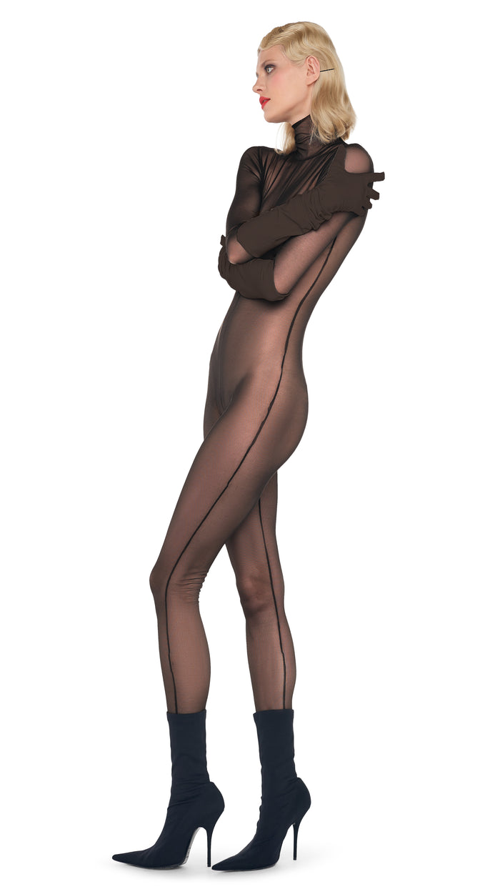 Norma Kamali LONG SLEEVE SLIM FIT TURTLE CATSUIT