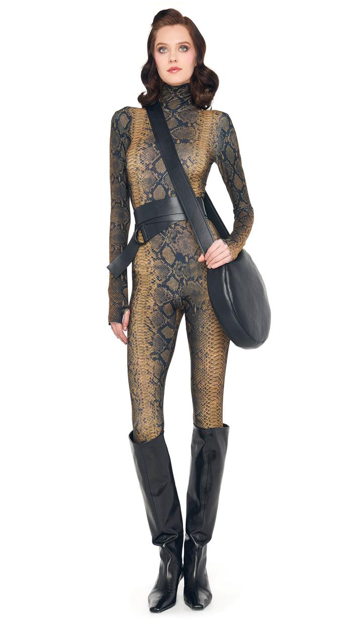 Norma Kamali LONG SLEEVE SLIM FIT TURTLE CATSUIT