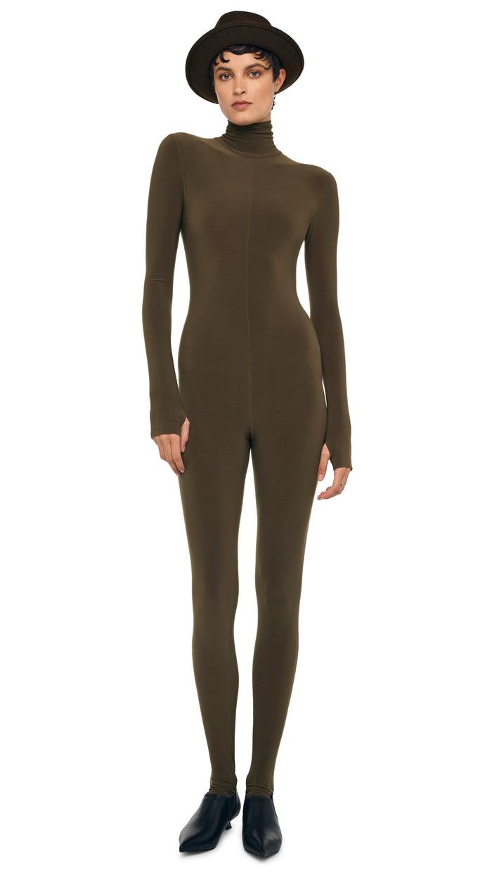 norma kamali LONG SLEEVE TURTLE CATSUIT W/ FOOTIE