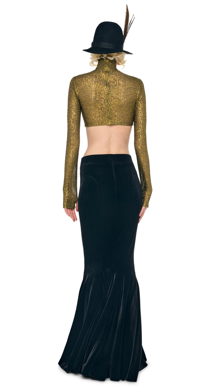 Norma Kamali LONG SLEEVE TURTLE CROPPED TOP