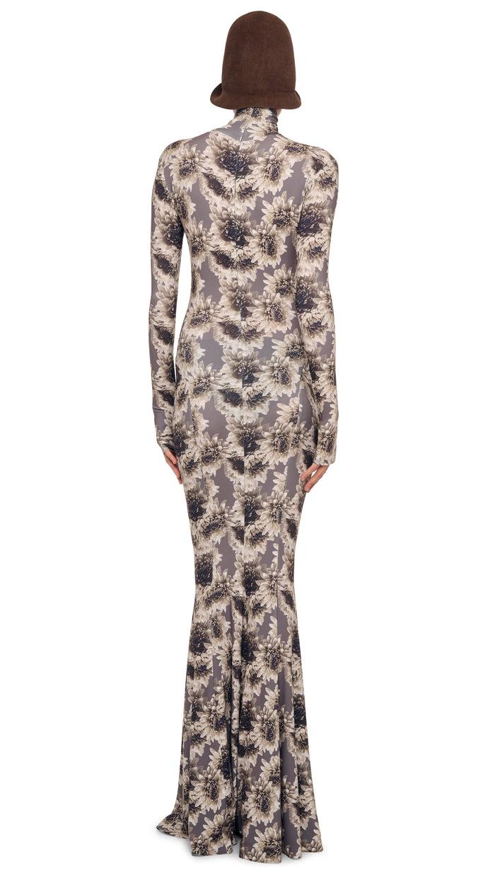 Norma Kamali LONG SLEEVE TURTLE FISHTAIL GOWN