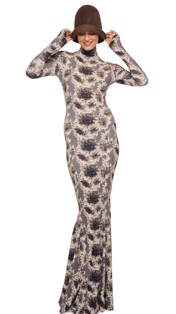 Norma Kamali LONG SLEEVE TURTLE FISHTAIL GOWN