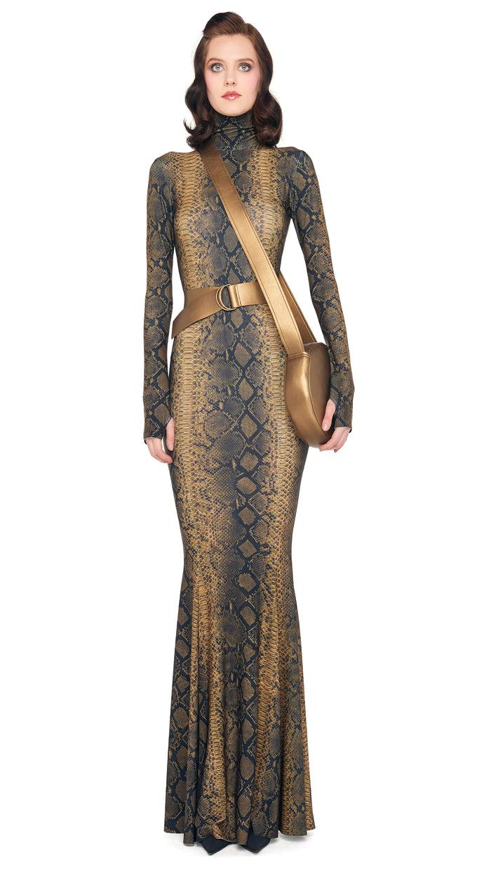 Norma Kamali LONG SLEEVE TURTLE FISHTAIL GOWN